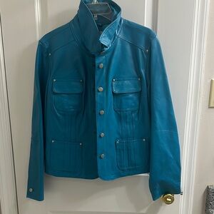 Women’s Rare Vintage Bright Blue Leather Jacket